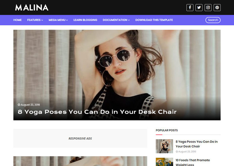 Malina Beauty Blogger Template