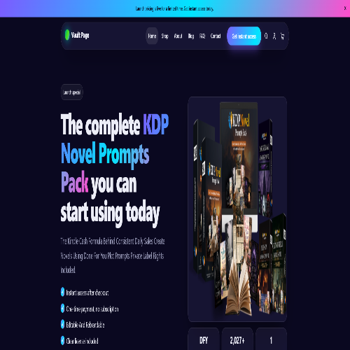 KDP Novel Prompts Pack With Vault Page WP Theme